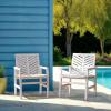 Walker Edison 2 Piece Outdoor Patio Chevron Wood Chair Set All Weather Backyard Conversation Garden Poolside Balcony, Set of 2, Brown(White Wash)