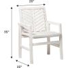 Walker Edison 2 Piece Outdoor Patio Chevron Wood Chair Set All Weather Backyard Conversation Garden Poolside Balcony, Set of 2, Brown(White Wash)