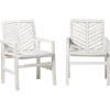 Walker Edison 2 Piece Outdoor Patio Chevron Wood Chair Set All Weather Backyard Conversation Garden Poolside Balcony, Set of 2, Brown(White Wash)