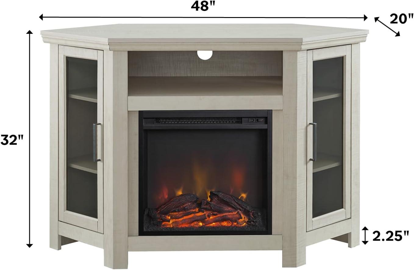 imageWalker Edison Alcott Classic Glass Door Fireplace Corner TV Stand for TVs up to 55 Inches 48 Inch EspressoGrey Wash