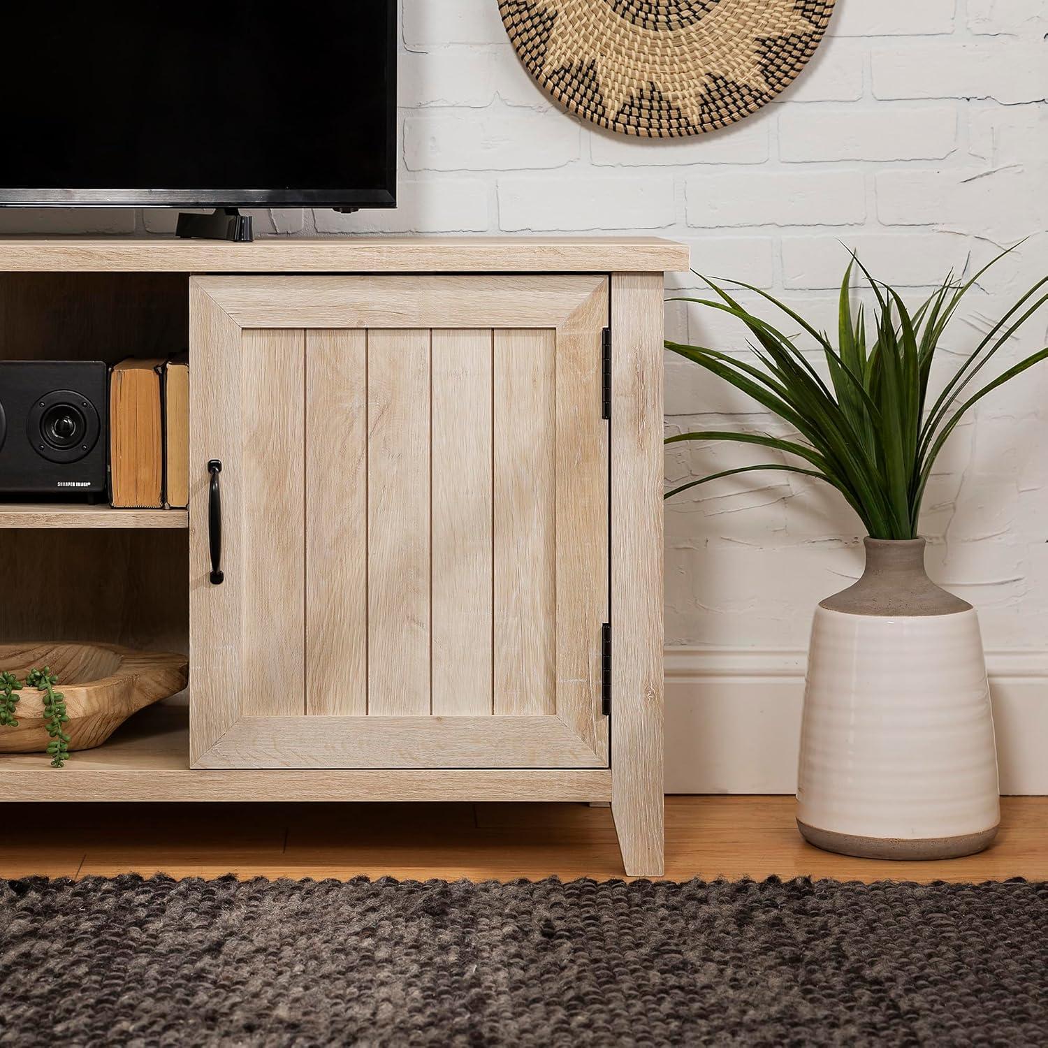 imageWalker Edison Buren Classic Grooved Door TV Stand for TVs up to 65 Inches 58 x 16 x 24 inches Rustic OakWhite Oak