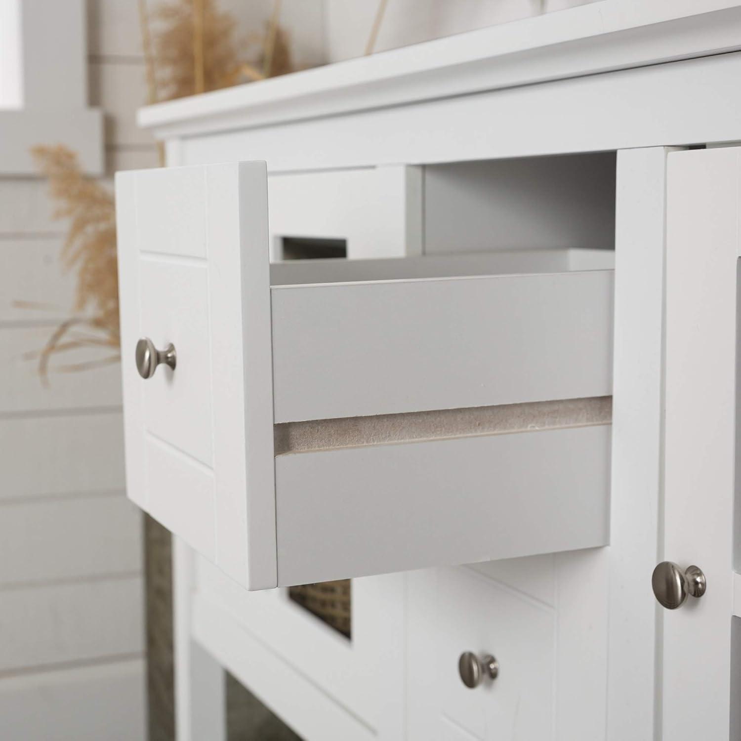 imageWalker Edison Charlotte Classic Glass Door Storage Buffet 52 Inch WhiteWhite