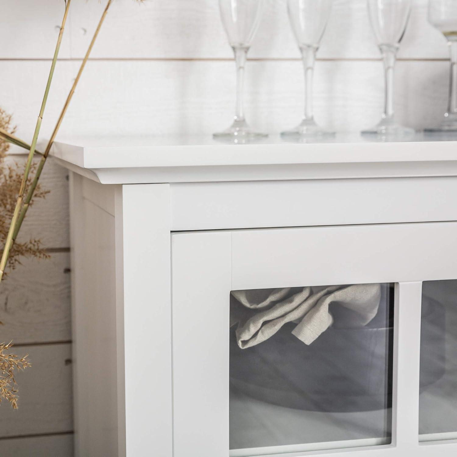 imageWalker Edison Charlotte Classic Glass Door Storage Buffet 52 Inch WhiteWhite