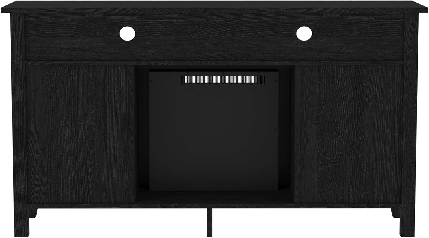 imageWalker Edison Glenwood Rustic Farmhouse Glass Door Highboy Fireplace TV Stand for TVs up to 65 Inches 58 Inch DriftwoodBlack