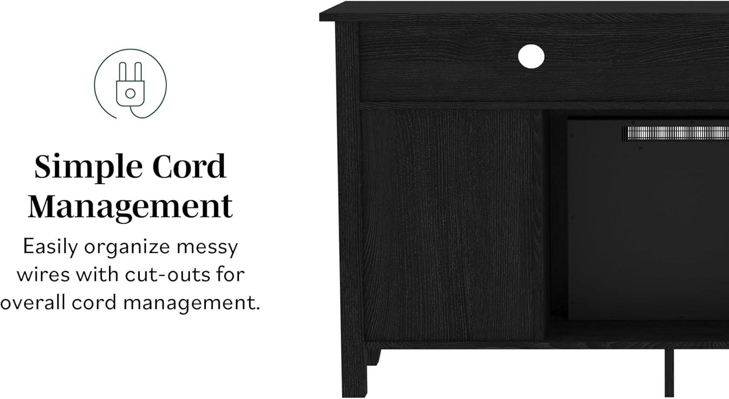 imageWalker Edison Glenwood Rustic Farmhouse Glass Door Highboy Fireplace TV Stand for TVs up to 65 Inches 58 Inch DriftwoodBlack
