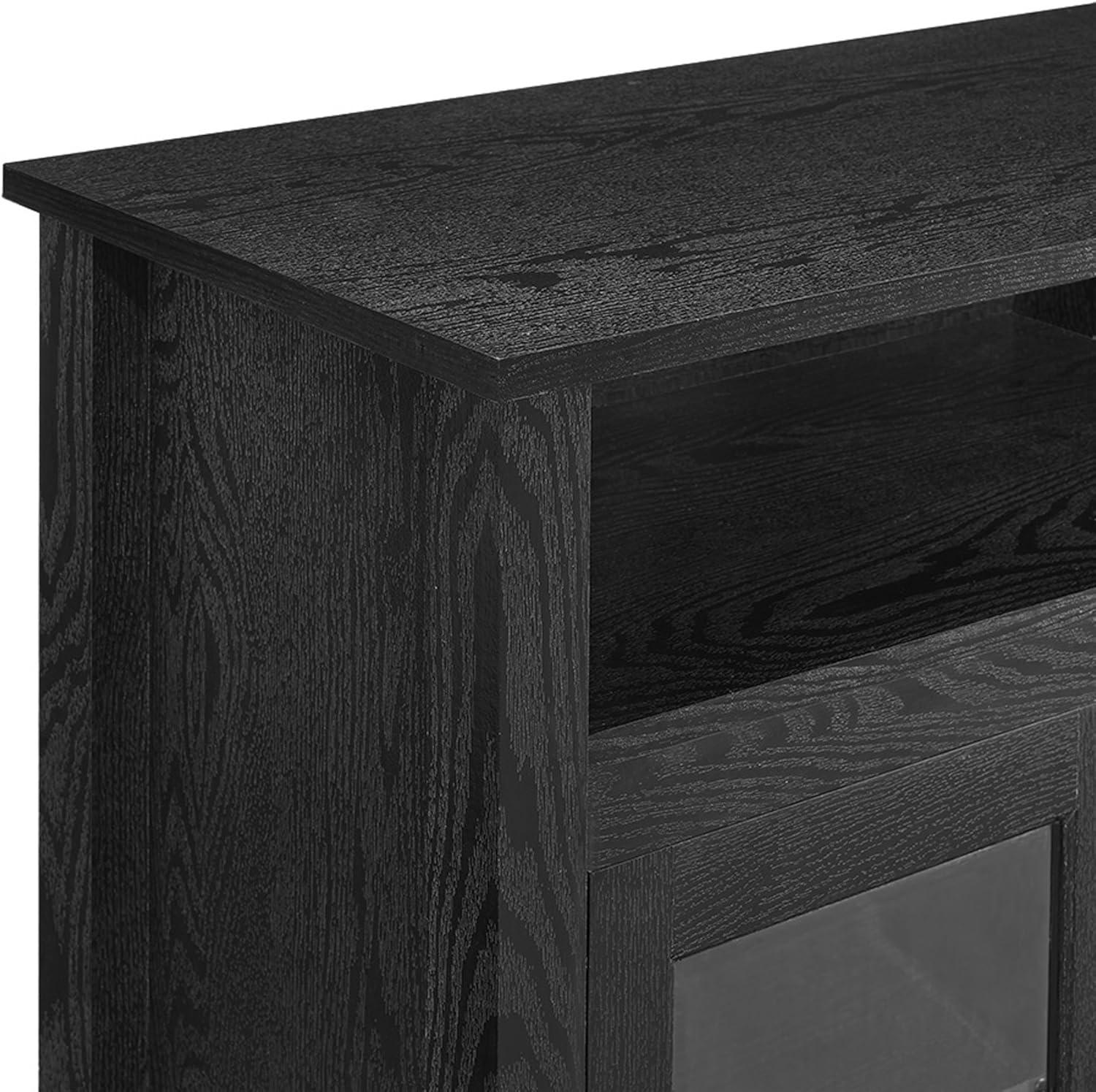 imageWalker Edison Glenwood Rustic Farmhouse Glass Door Highboy Fireplace TV Stand for TVs up to 65 Inches 58 Inch DriftwoodBlack