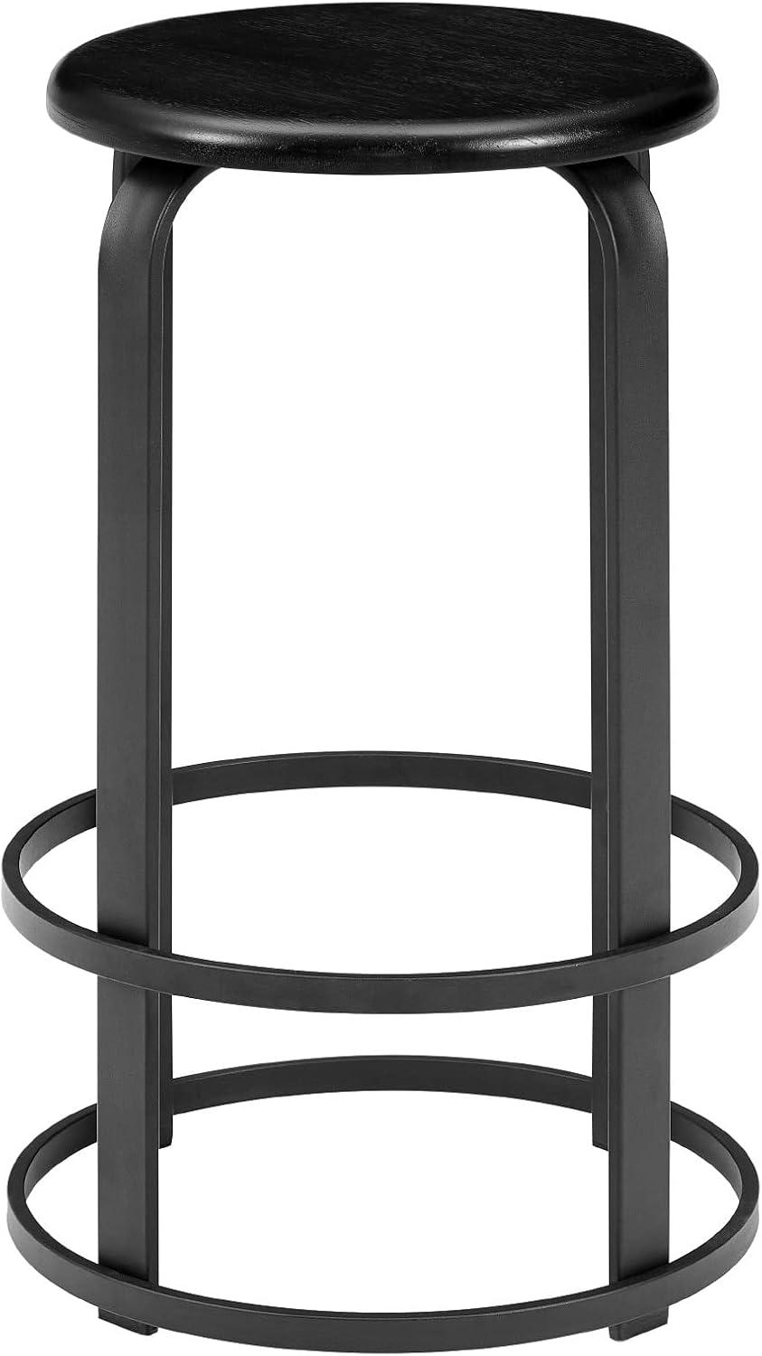 imageWalker Edison Hayes Modern Curved Metal and Solid Wood Barstool 26 Inch Black