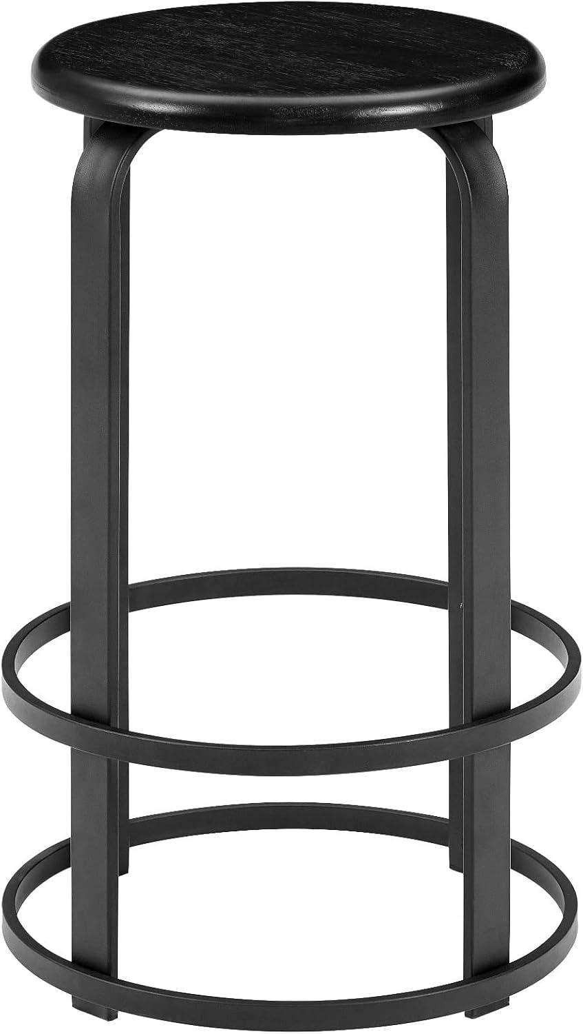 imageWalker Edison Hayes Modern Curved Metal and Solid Wood Barstool 26 Inch Black