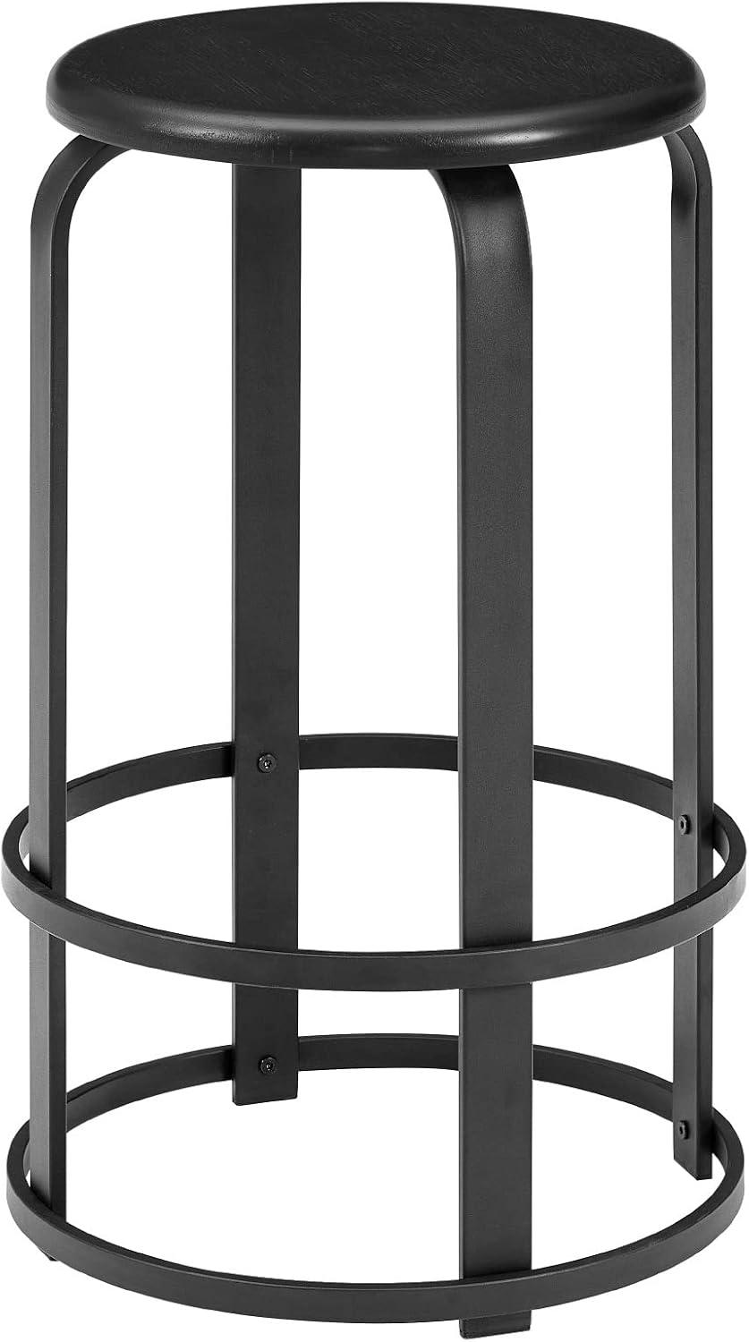 imageWalker Edison Hayes Modern Curved Metal and Solid Wood Barstool 26 Inch Black