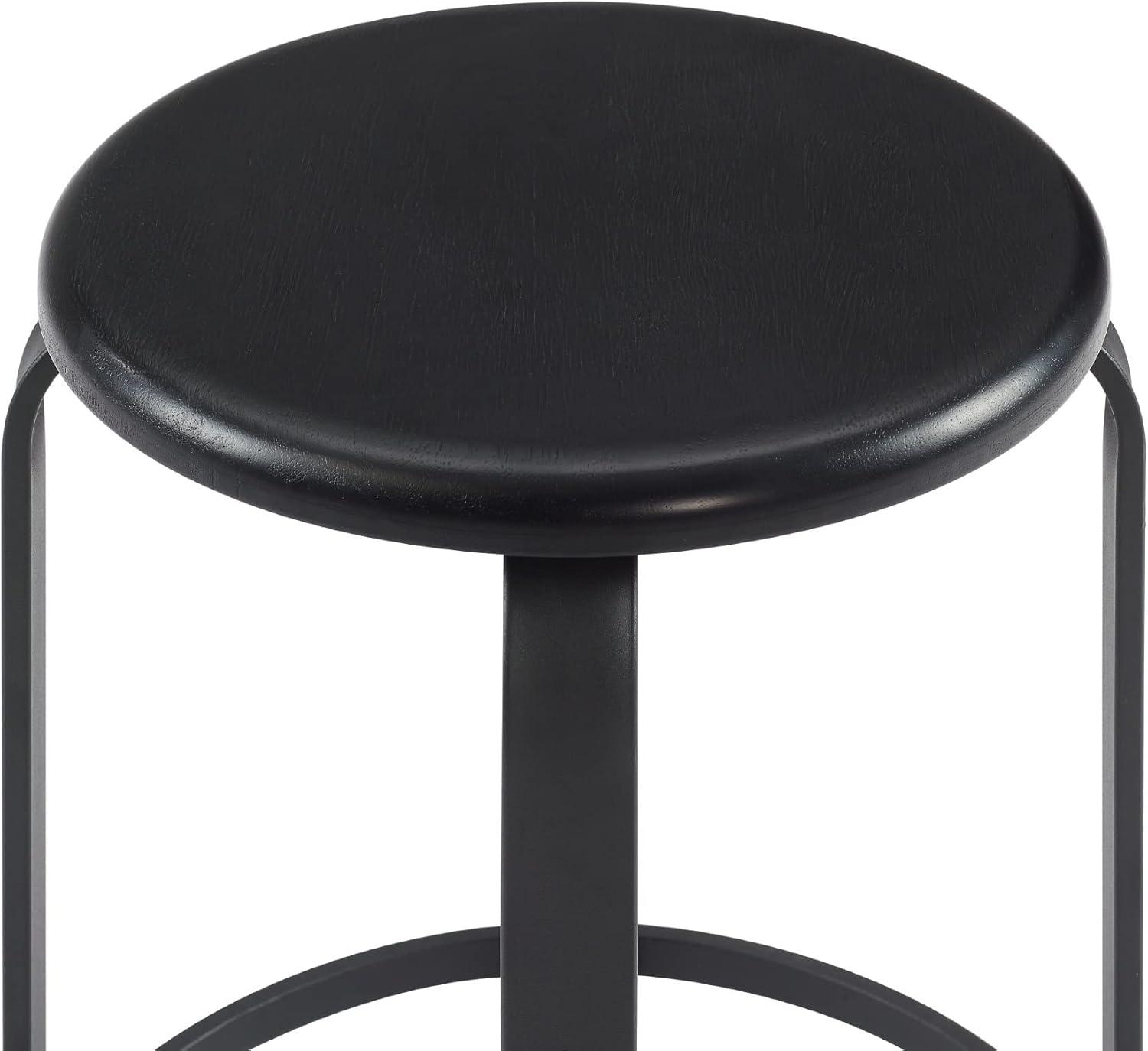 imageWalker Edison Hayes Modern Curved Metal and Solid Wood Barstool 26 Inch Black