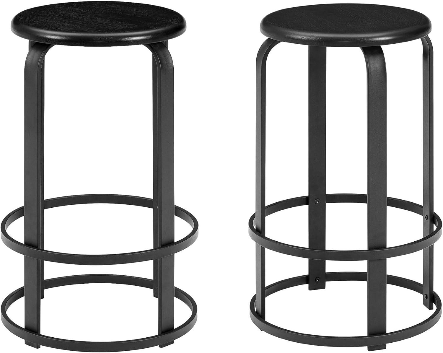 imageWalker Edison Hayes Modern Curved Metal and Solid Wood Barstool 26 Inch Black
