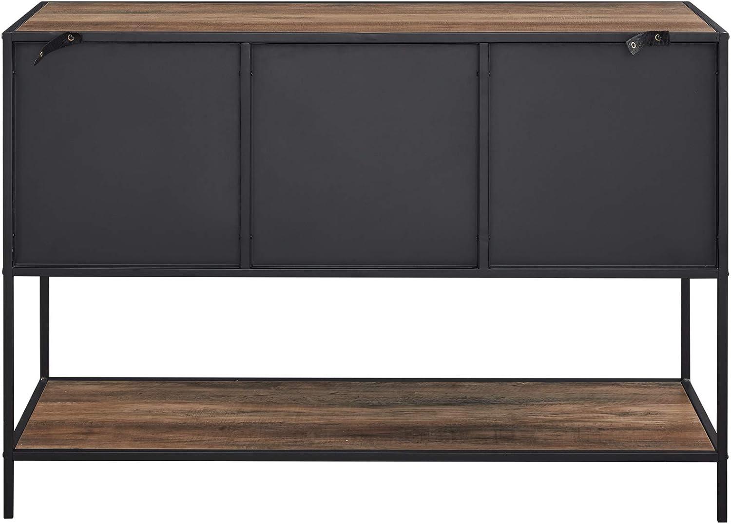 imageWalker Edison Malcomb Urban Industrial Metal Mesh Double Door Rolling Bar Cabinet 33 Inch Rustic OakRustic Oak