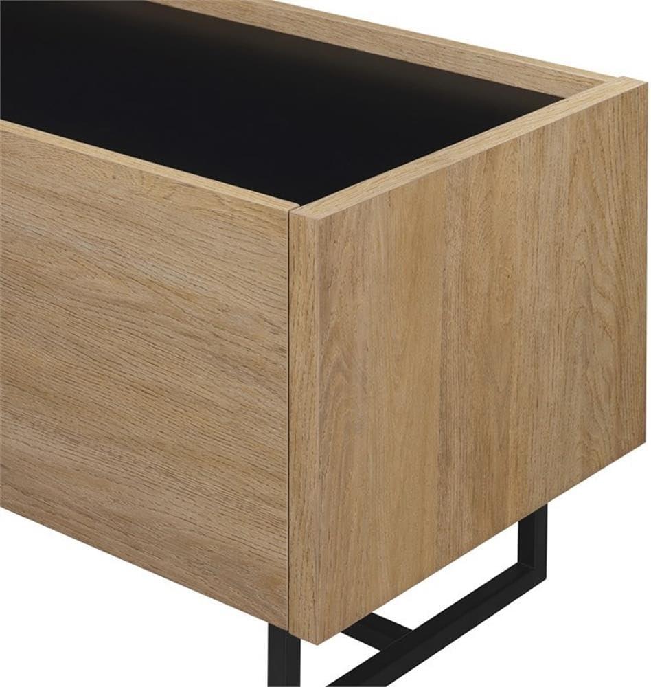 imageWalker Edison Rowan Contemporary Wood and Faux Marble Low DropDown Door TV Stand for TVs up to 65 Inches 63 Inch Coastal Oak
