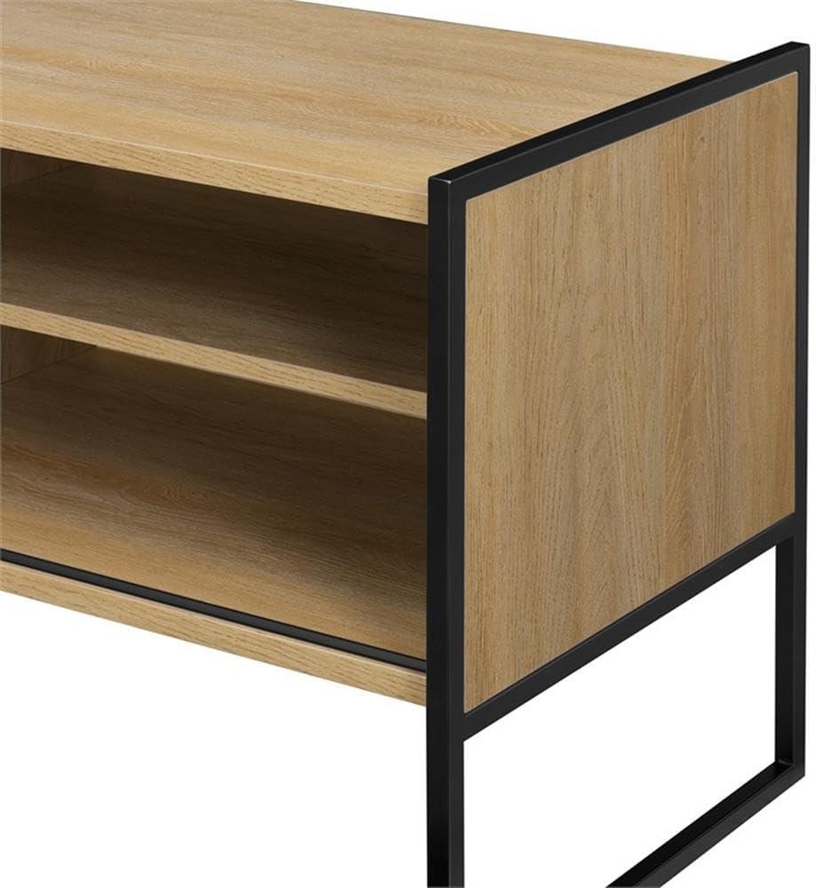 imageWalker Edison Tierra Contemporary Minimalist MetalLeg Low TV Stand for TVs up to 50 Inches 48 Inch Coastal Oak