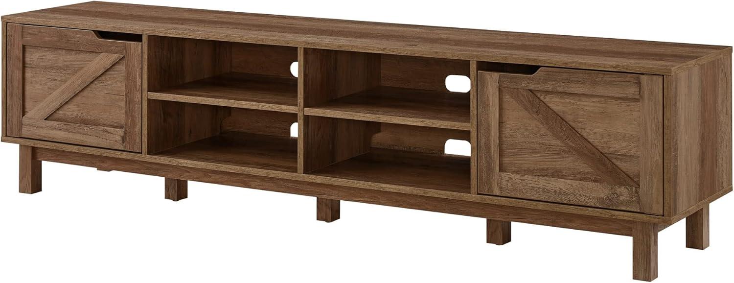 imageWalker Edison Tinsley Rustic BarnDoor Low TV Stand for TVs up to 80 Inches 70 Inch Grey WashRustic Oak