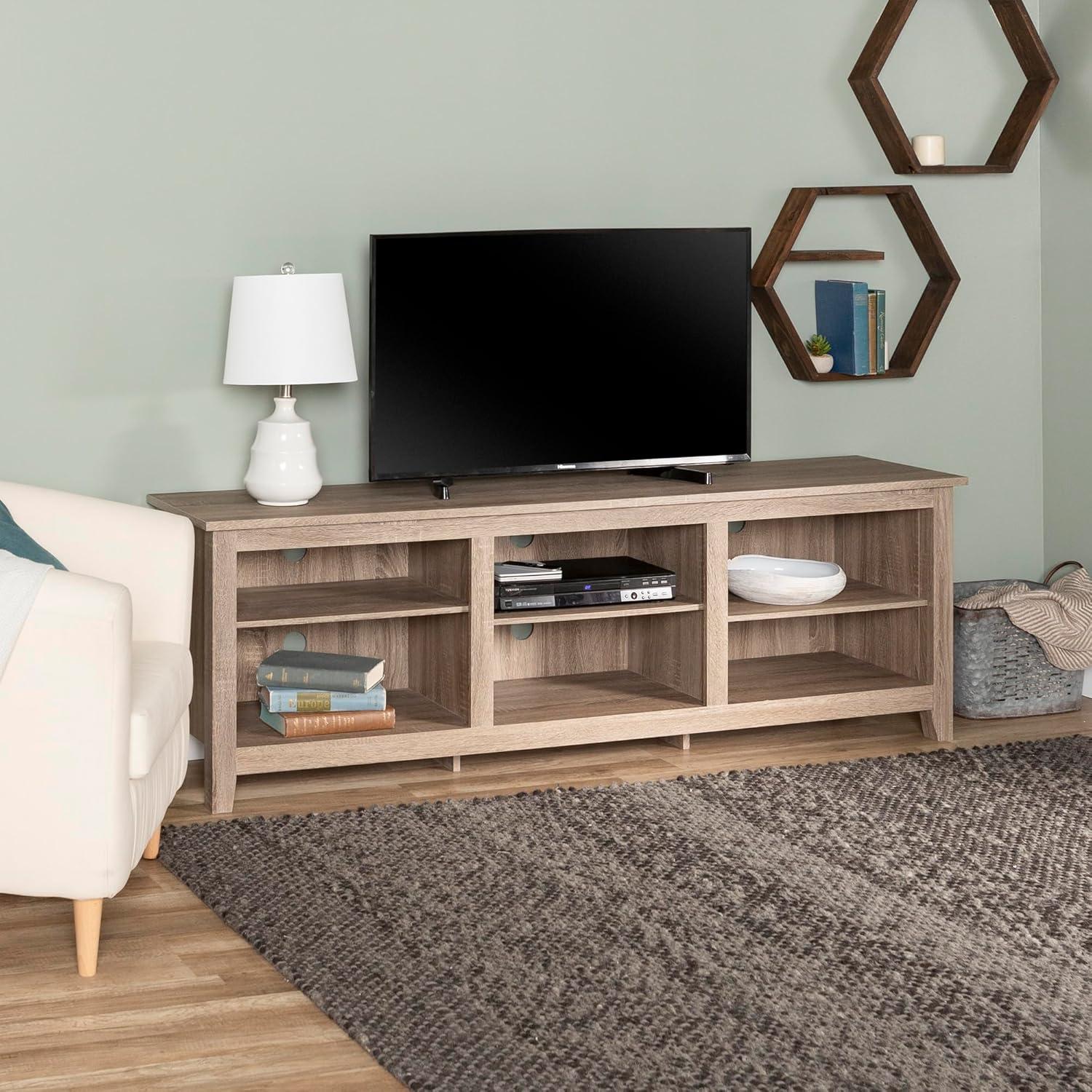 imageWalker Edison Wren Classic 4 Cubby Fireplace TV Stand for TVs up to 80 Inches 70 Inch EspressoDriftwood