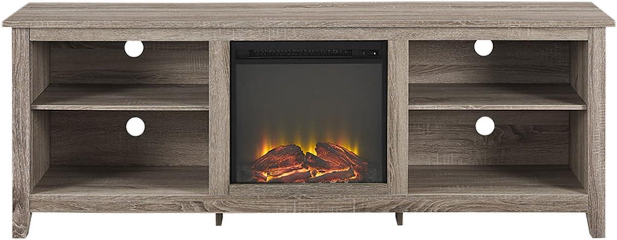 imageWalker Edison Wren Classic 4 Cubby Fireplace TV Stand for TVs up to 80 Inches 70 Inch EspressoDriftwood