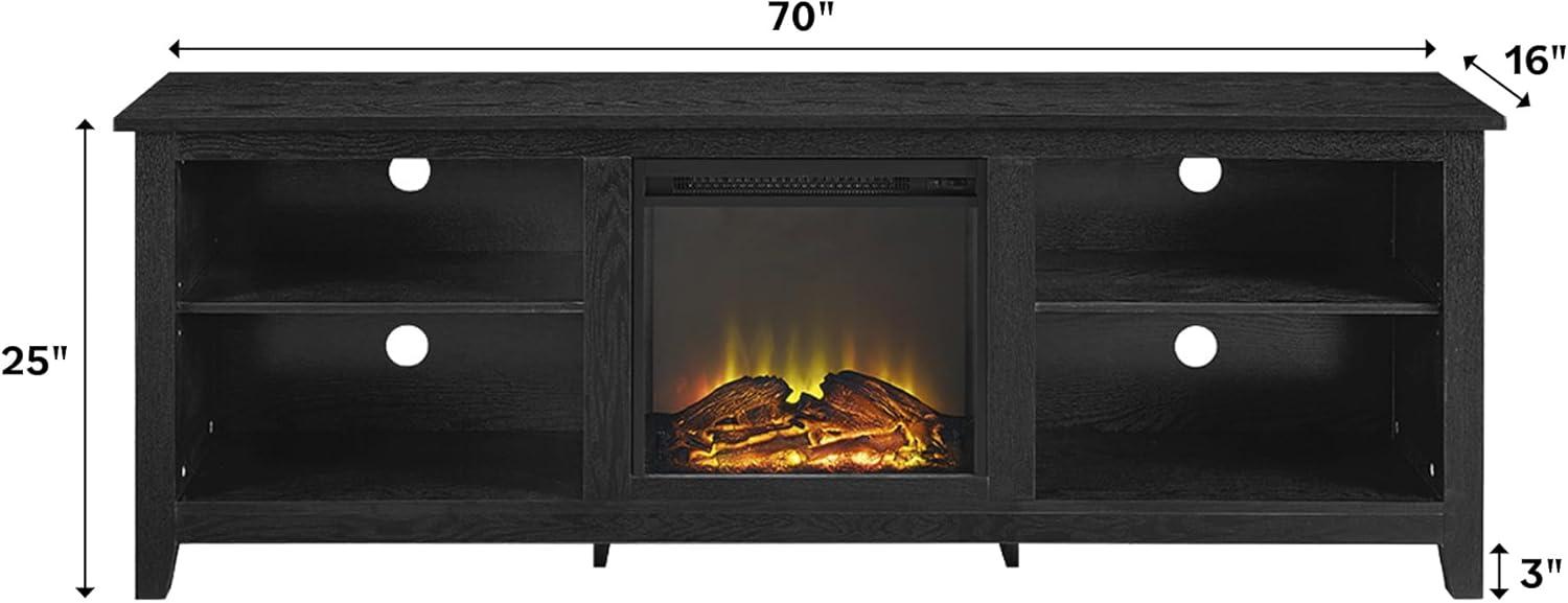 imageWalker Edison Wren Classic 4 Cubby Fireplace TV Stand for TVs up to 80 Inches 70 Inch EspressoGrey Wash