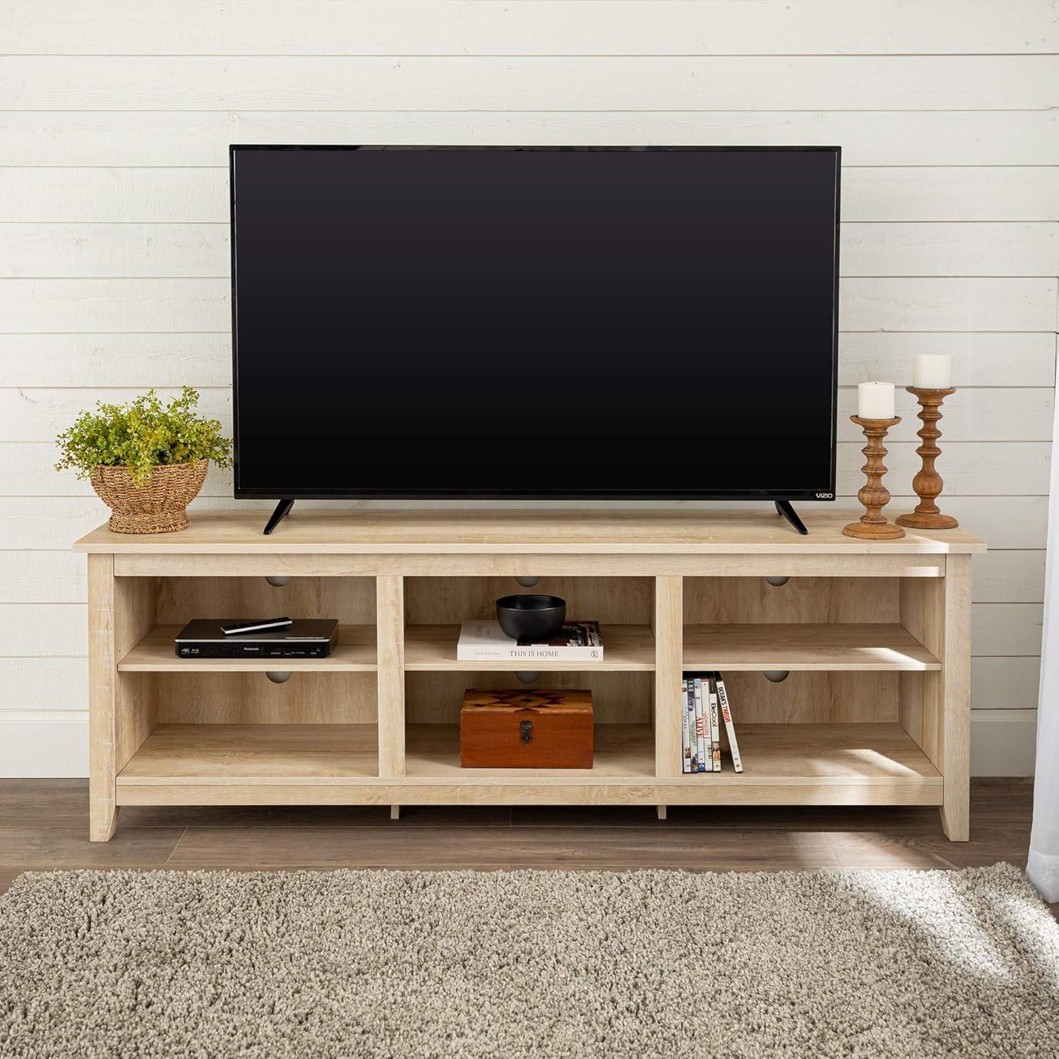 imageWalker Edison Wren Classic 4 Cubby Fireplace TV Stand for TVs up to 80 Inches 70 Inch EspressoWhite Oak