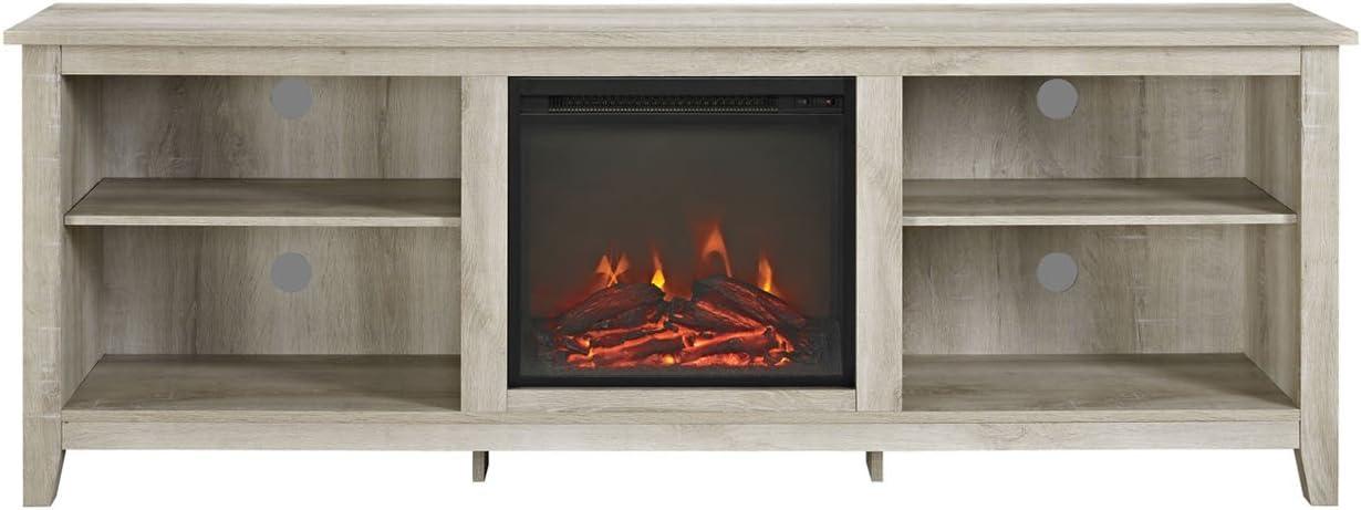 imageWalker Edison Wren Classic 4 Cubby Fireplace TV Stand for TVs up to 80 Inches 70 Inch EspressoWhite Oak