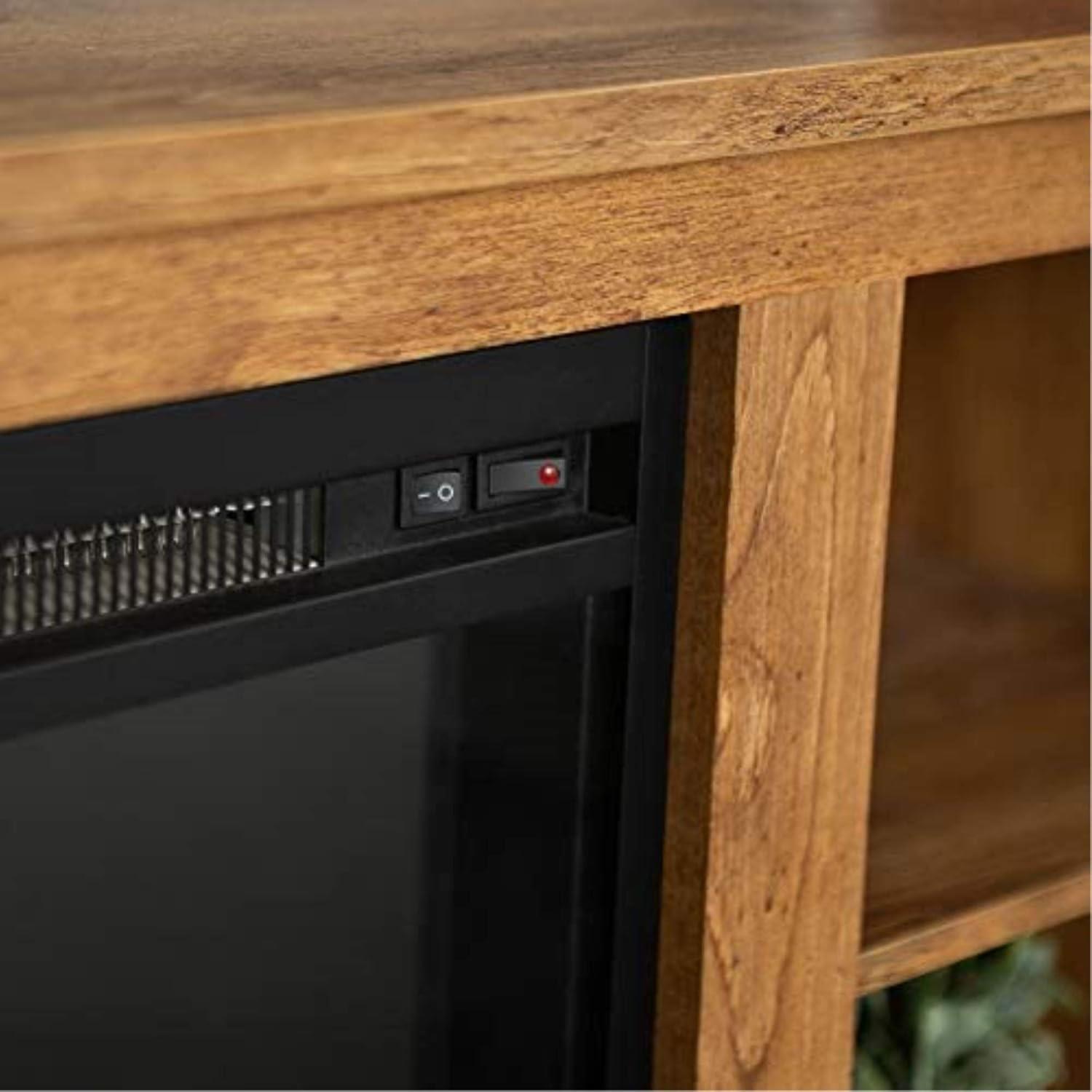 imageWalker Edison Wren Classic 4 Cubby Fireplace TV Stand for TVs up to 80 Inches 70 Inch EspressoWhite Oak