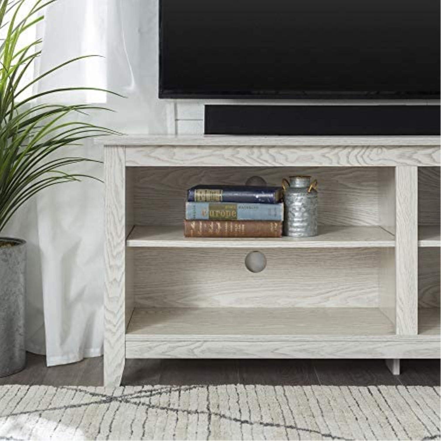 imageWalker Edison Wren Classic 4 Cubby Fireplace TV Stand for TVs up to 80 Inches 70 Inch EspressoWhite Wash