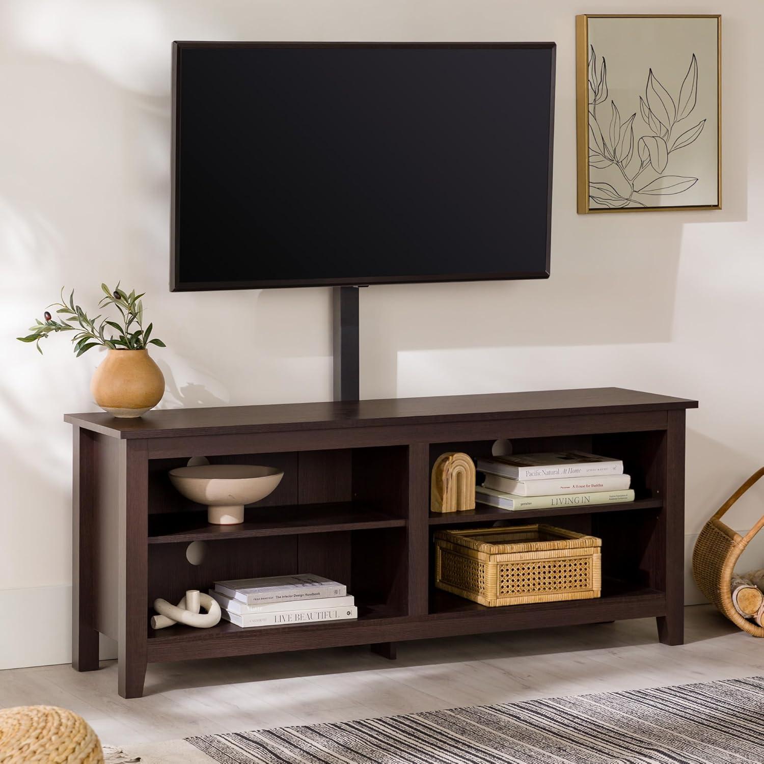 imageWalker Edison Wren Classic 4 Cubby TV Stand for TVs up to 65 Inches 58 Inch BlackEspresso