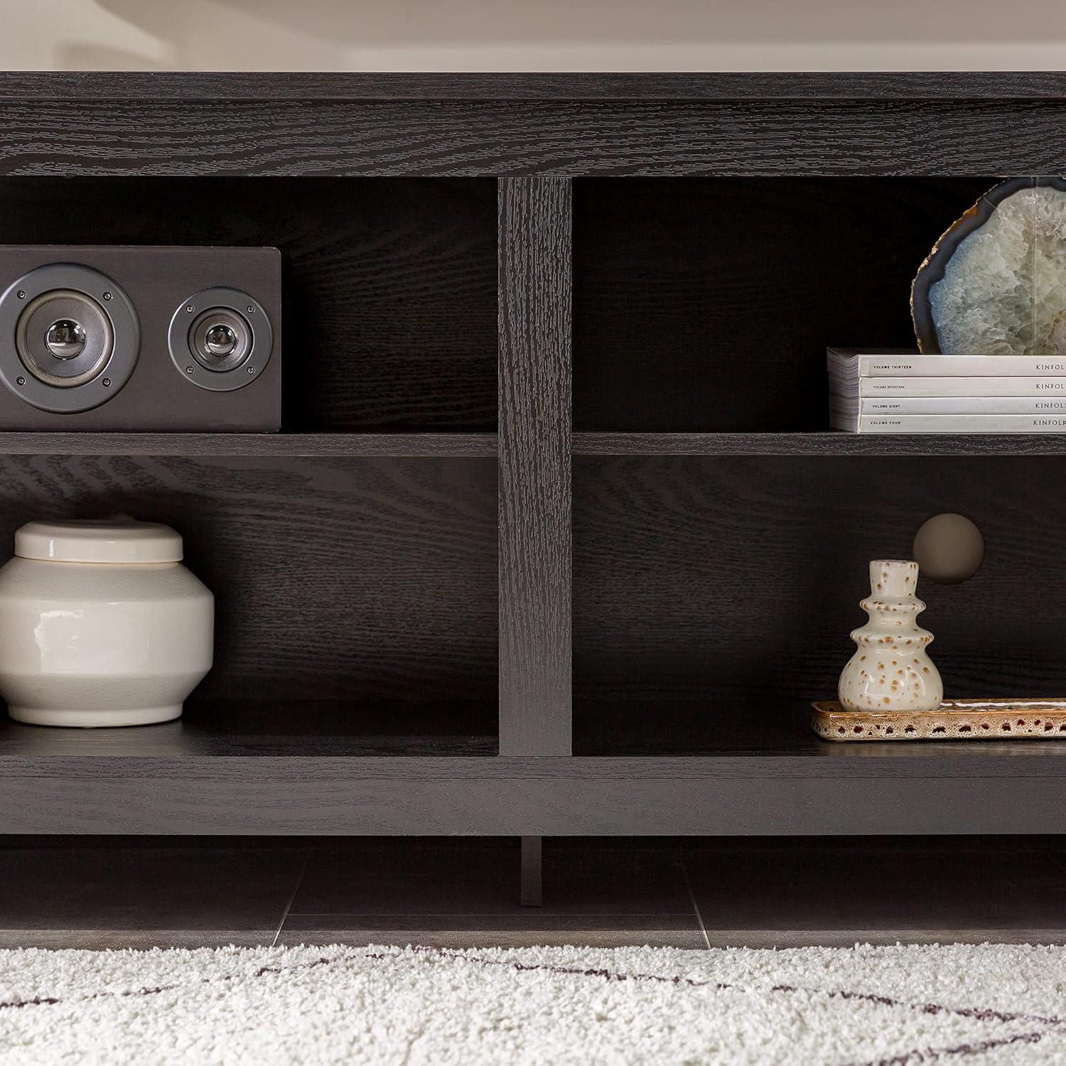 imageWalker Edison Wren Classic 4 Cubby TV Stand for TVs up to 65 Inches 58 Inch Charcoal GreyBlack