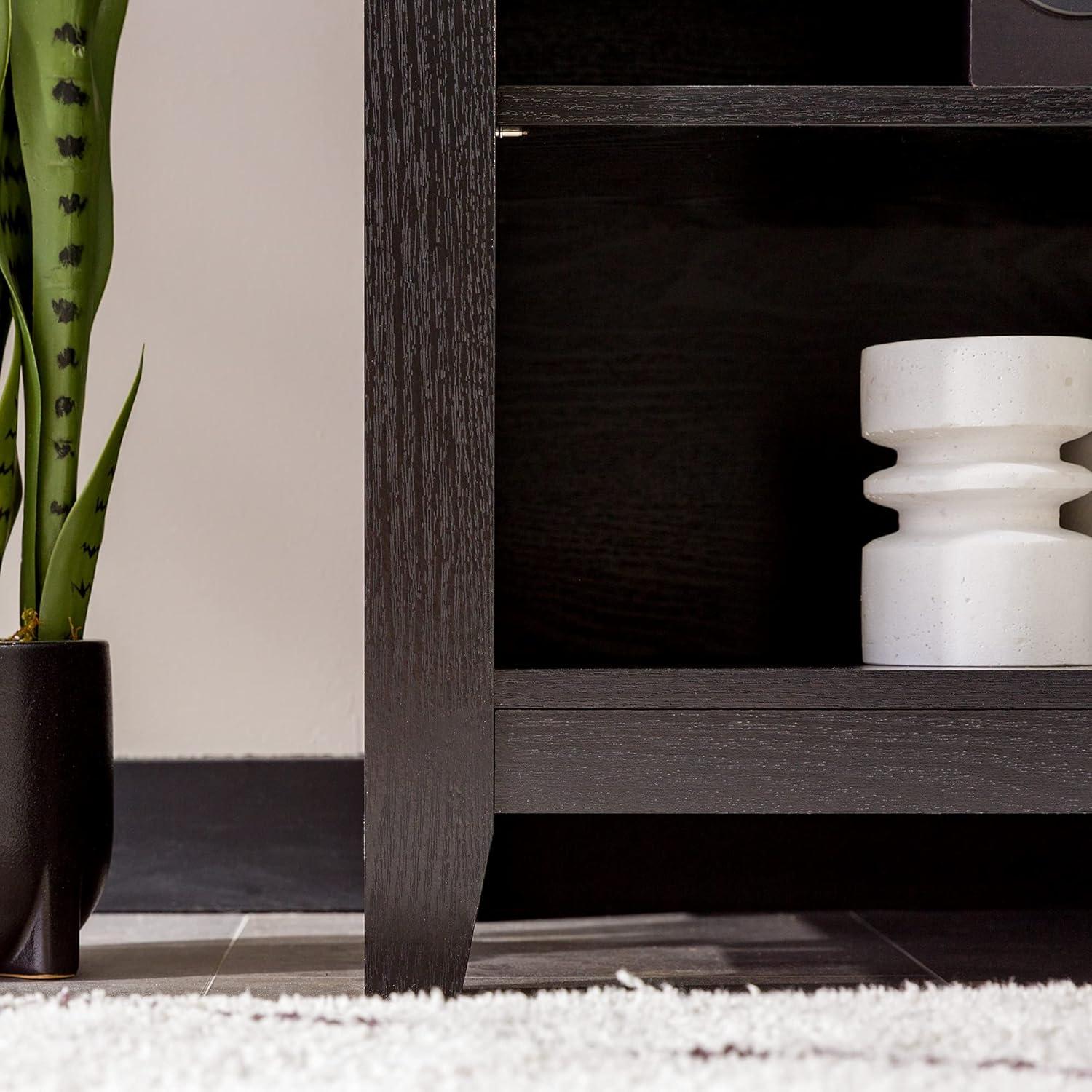 imageWalker Edison Wren Classic 4 Cubby TV Stand for TVs up to 65 Inches 58 Inch Charcoal GreyBlack