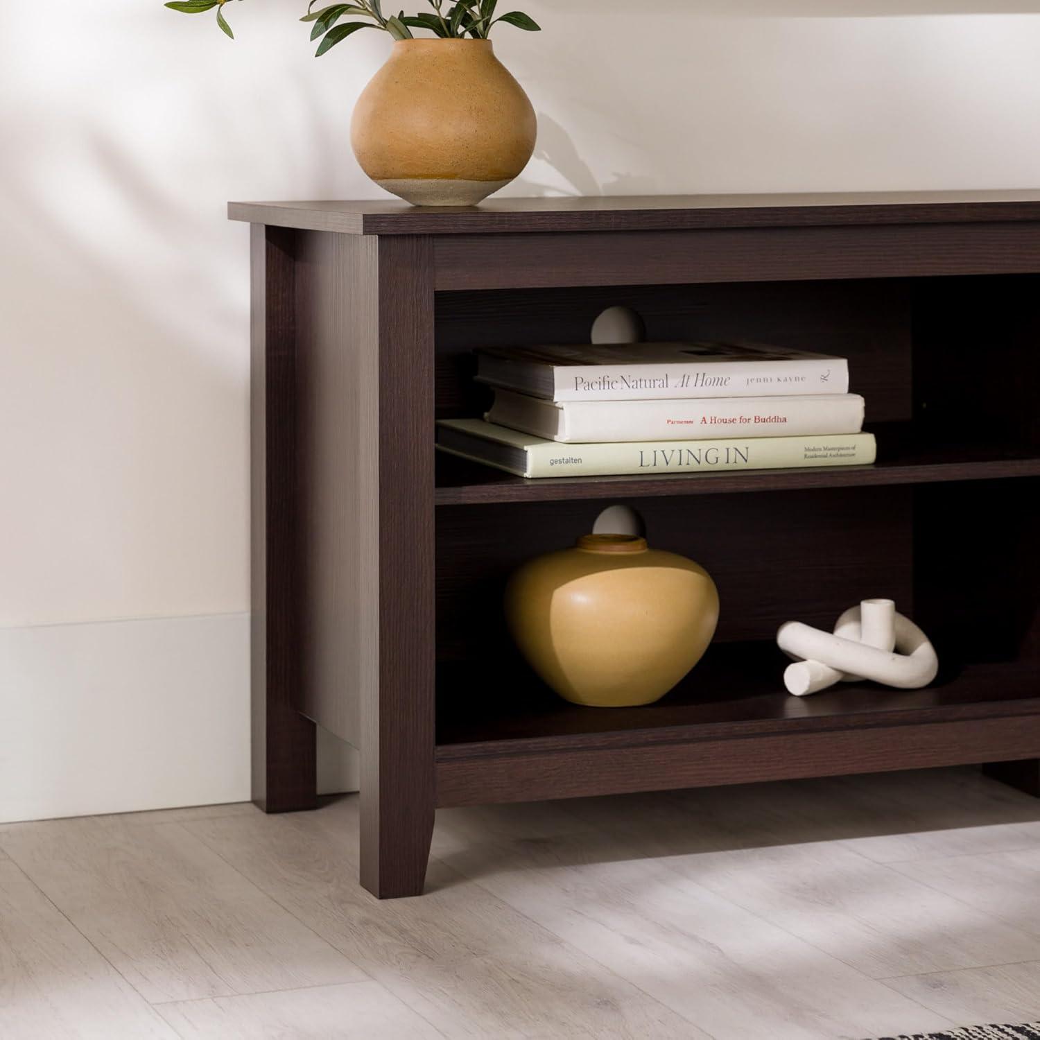 imageWalker Edison Wren Classic 4 Cubby TV Stand for TVs up to 65 Inches 58 Inch Charcoal GreyEspresso