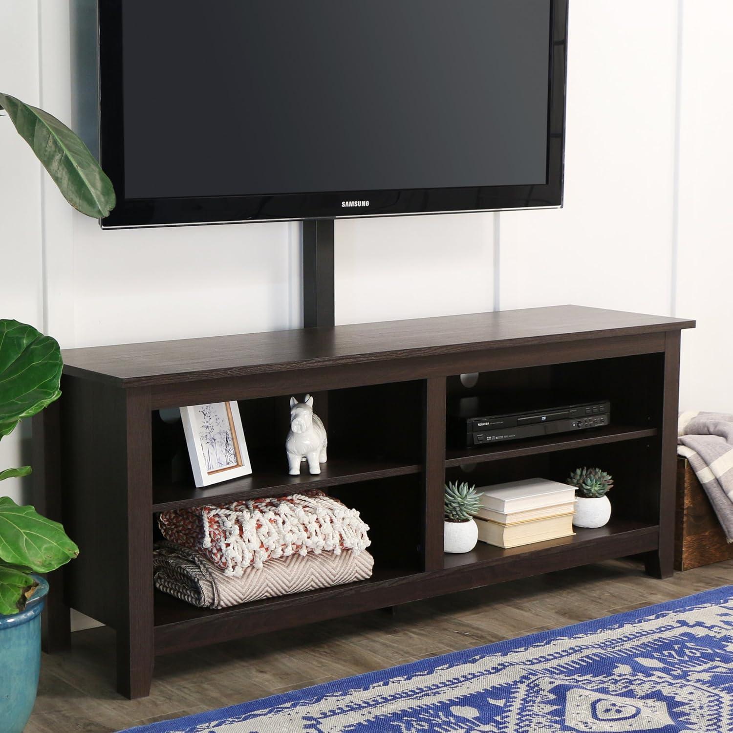 imageWalker Edison Wren Classic 4 Cubby TV Stand for TVs up to 65 Inches 58 Inch Charcoal GreyEspresso