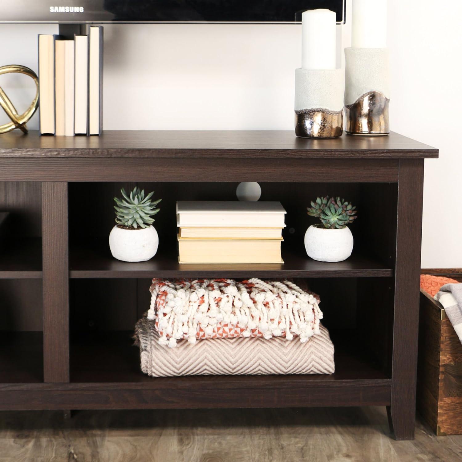 imageWalker Edison Wren Classic 4 Cubby TV Stand for TVs up to 65 Inches 58 Inch Charcoal GreyEspresso