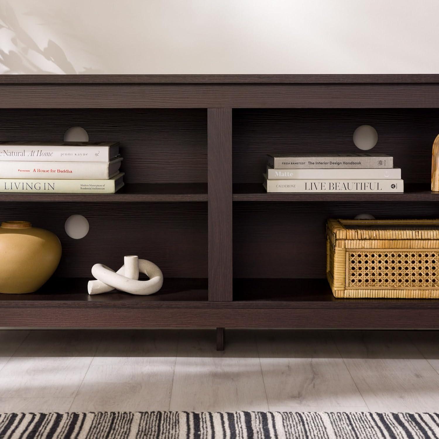 imageWalker Edison Wren Classic 4 Cubby TV Stand for TVs up to 65 Inches 58 Inch Charcoal GreyEspresso
