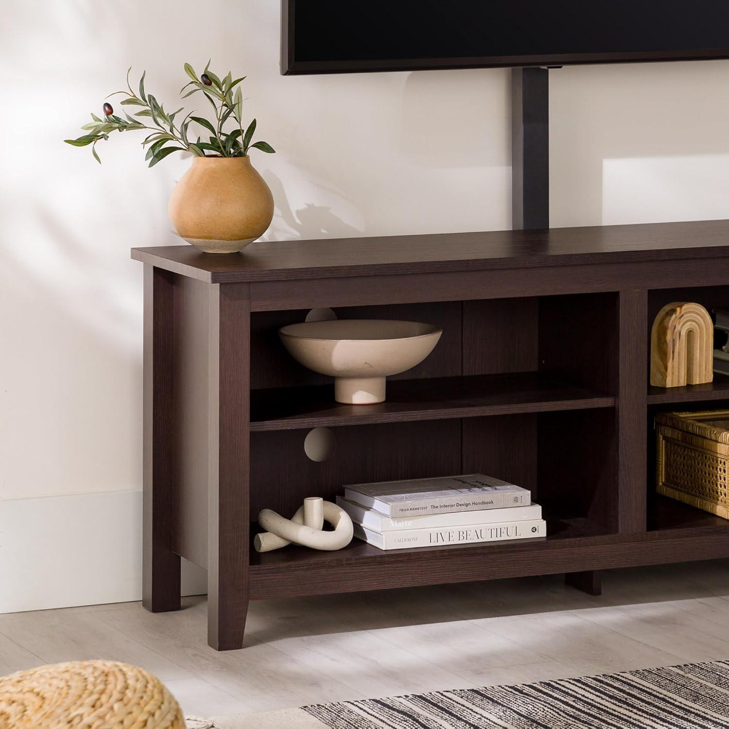 imageWalker Edison Wren Classic 4 Cubby TV Stand for TVs up to 65 Inches 58 Inch Charcoal GreyEspresso