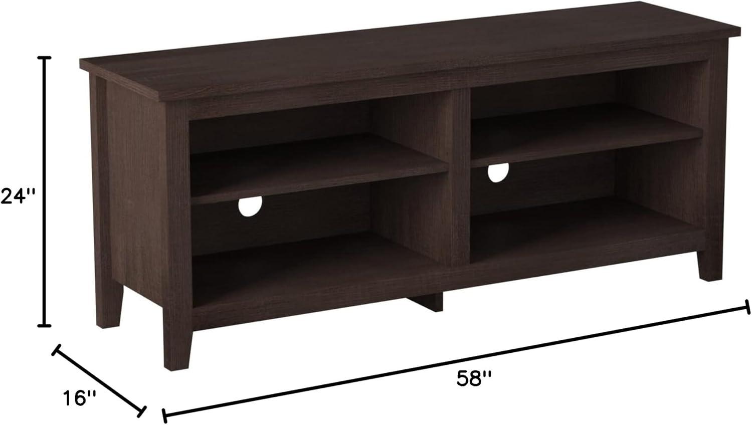 imageWalker Edison Wren Classic 4 Cubby TV Stand for TVs up to 65 Inches 58 Inch Charcoal GreyEspresso