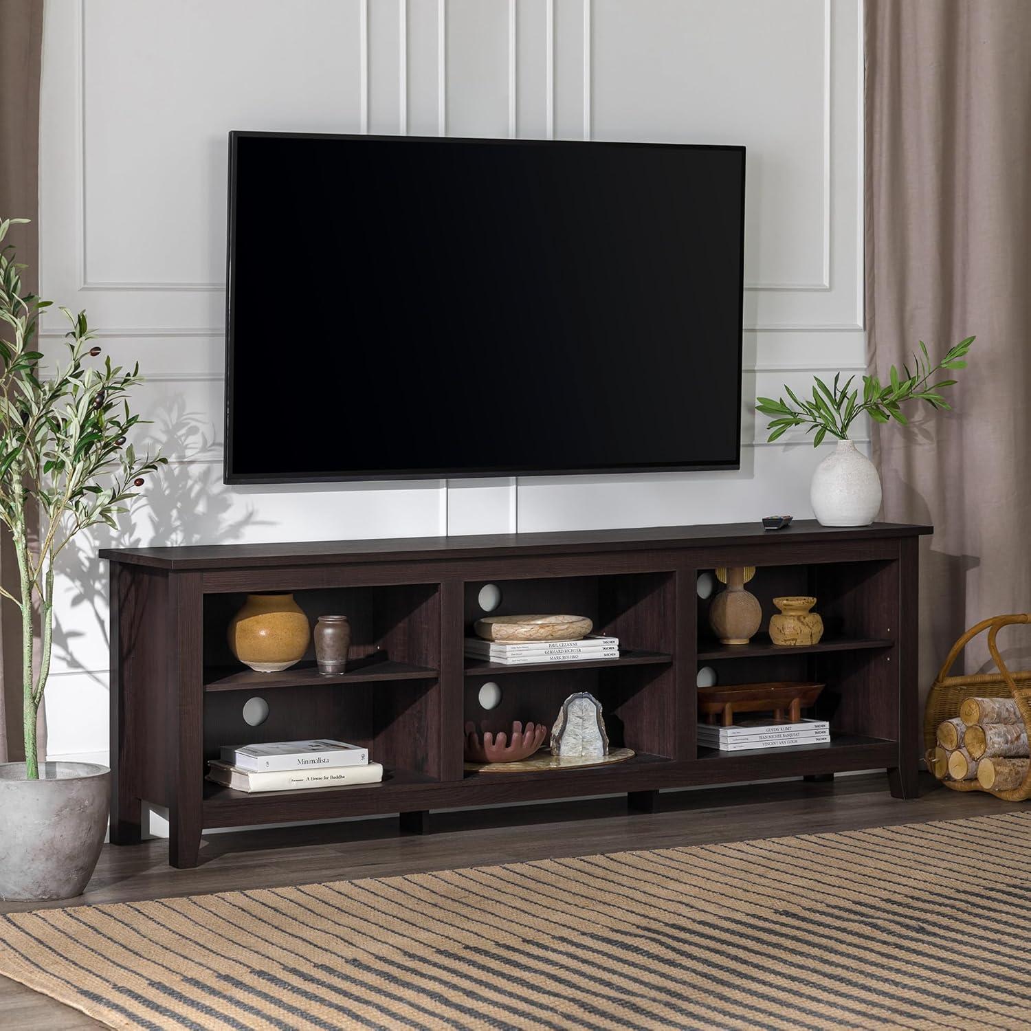 imageWalker Edison Wren Classic 6 Cubby TV Stand for TVs up to 80 Inches 70 Inch White WashEspresso