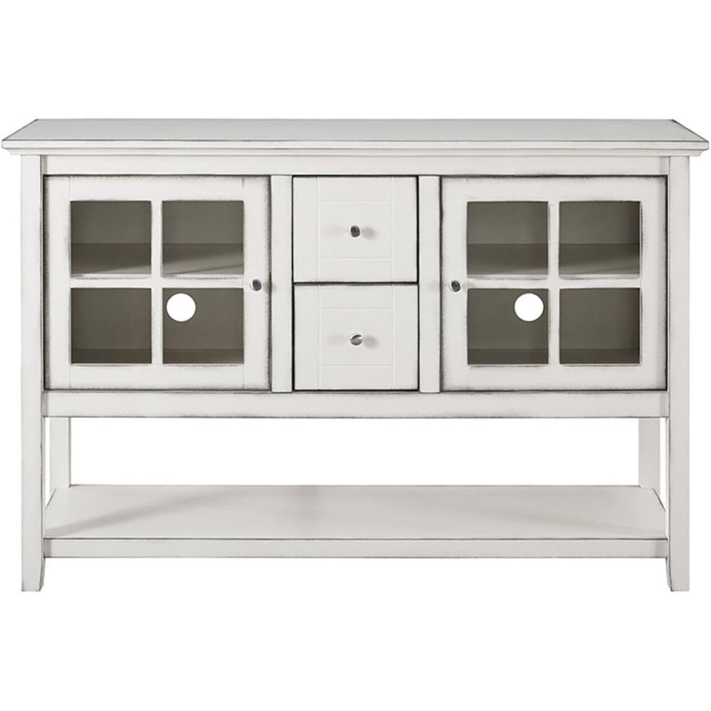 imageWalker Edison Charlotte Classic Glass Door Storage Buffet 52 Inch WhiteAntique White