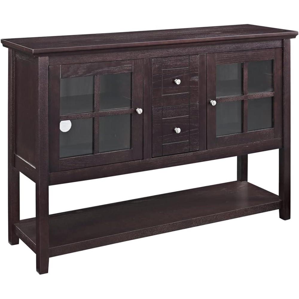 imageWalker Edison Charlotte Classic Glass Door Storage Buffet 52 Inch WhiteEspresso