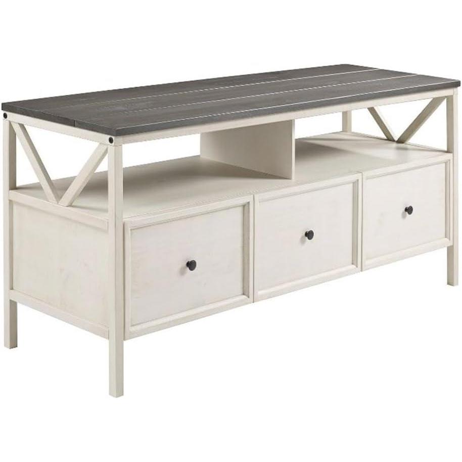 imageWalker Edison Clara Modern Farmhouse Two Tone Storage TV Stand for TVs up to 65 Inches 60 Inch Grey and White Wash