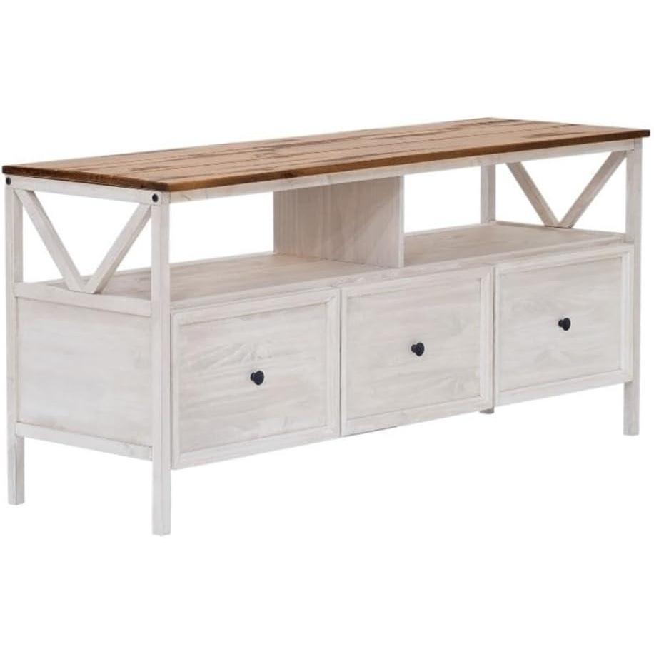 imageWalker Edison Clara Modern Farmhouse Two Tone Storage TV Stand for TVs up to 65 Inches 60 Inch Reclaimed Barnwood and White Wash