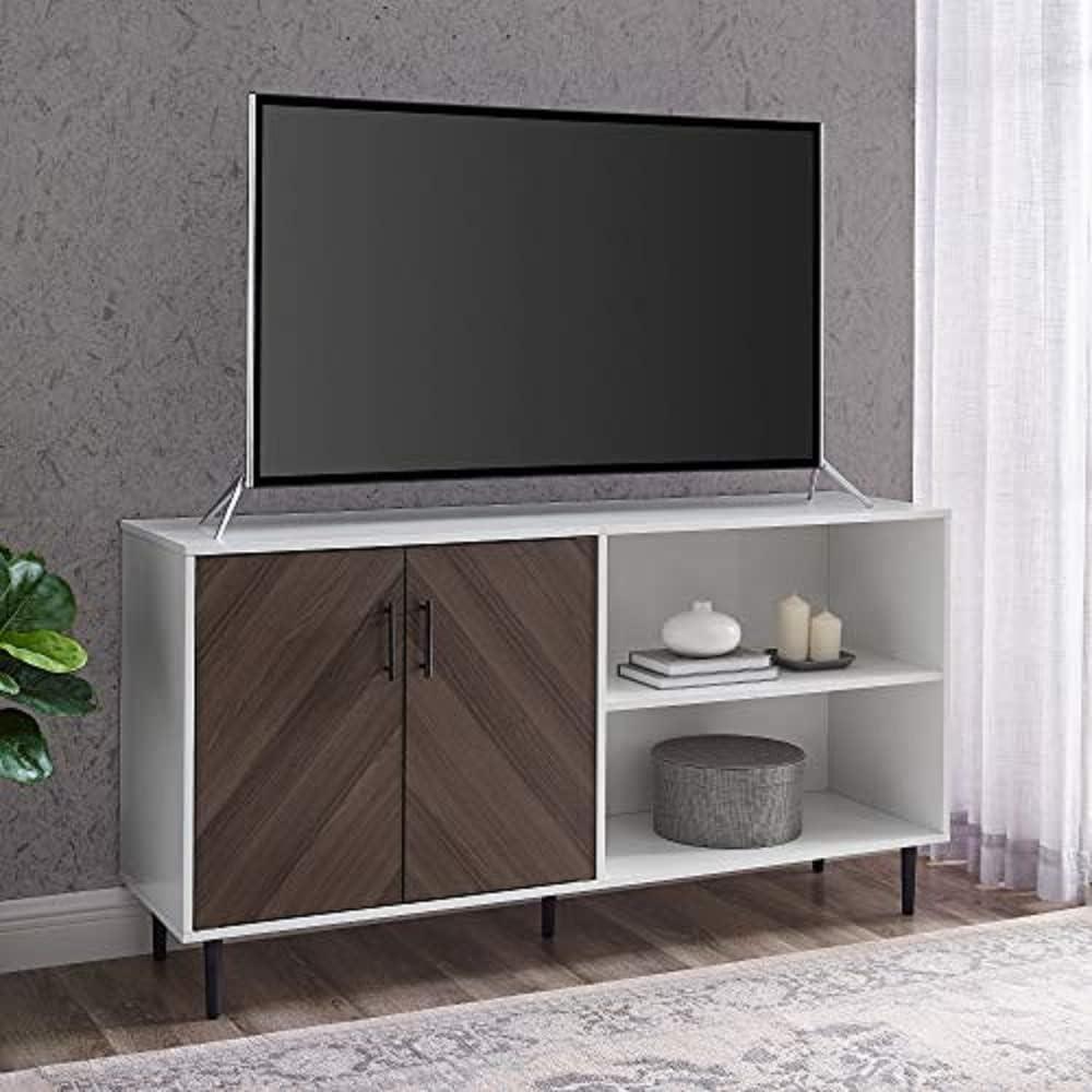 imageWalker Edison Fehr Modern 2 Door Bookmatch Asymmetrical Console for TVs up to 65 Inches 58 Inch Ash BrownAsh Brown