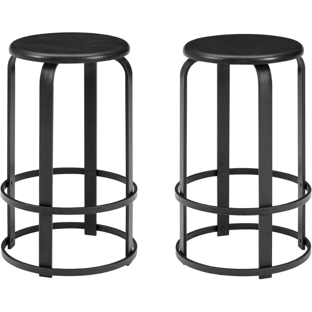 imageWalker Edison Hayes Modern Curved Metal and Solid Wood Barstool 26 Inch Black