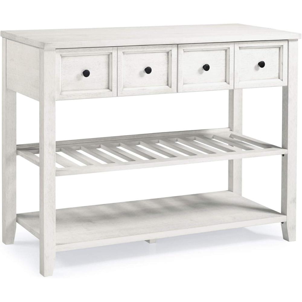 imageWalker Edison Modern Farmhouse Wood Buffet Sideboard Entryway Serving Storage Cabinet Doors Dining Room Console 48 Inch White