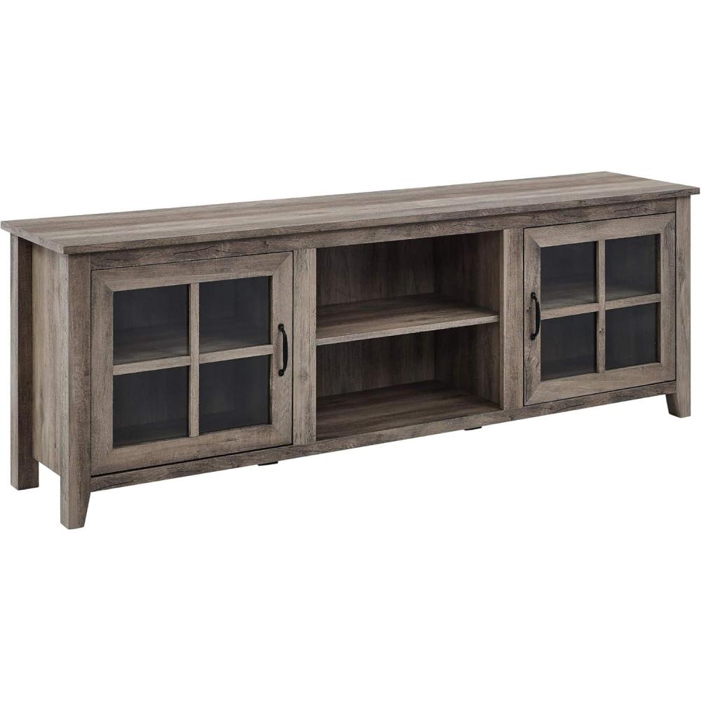imageWalker Edison Portsmouth Classic 2 Glass Door TV Stand for TVs up to 80 Inches 70 Inch BirchGrey Wash