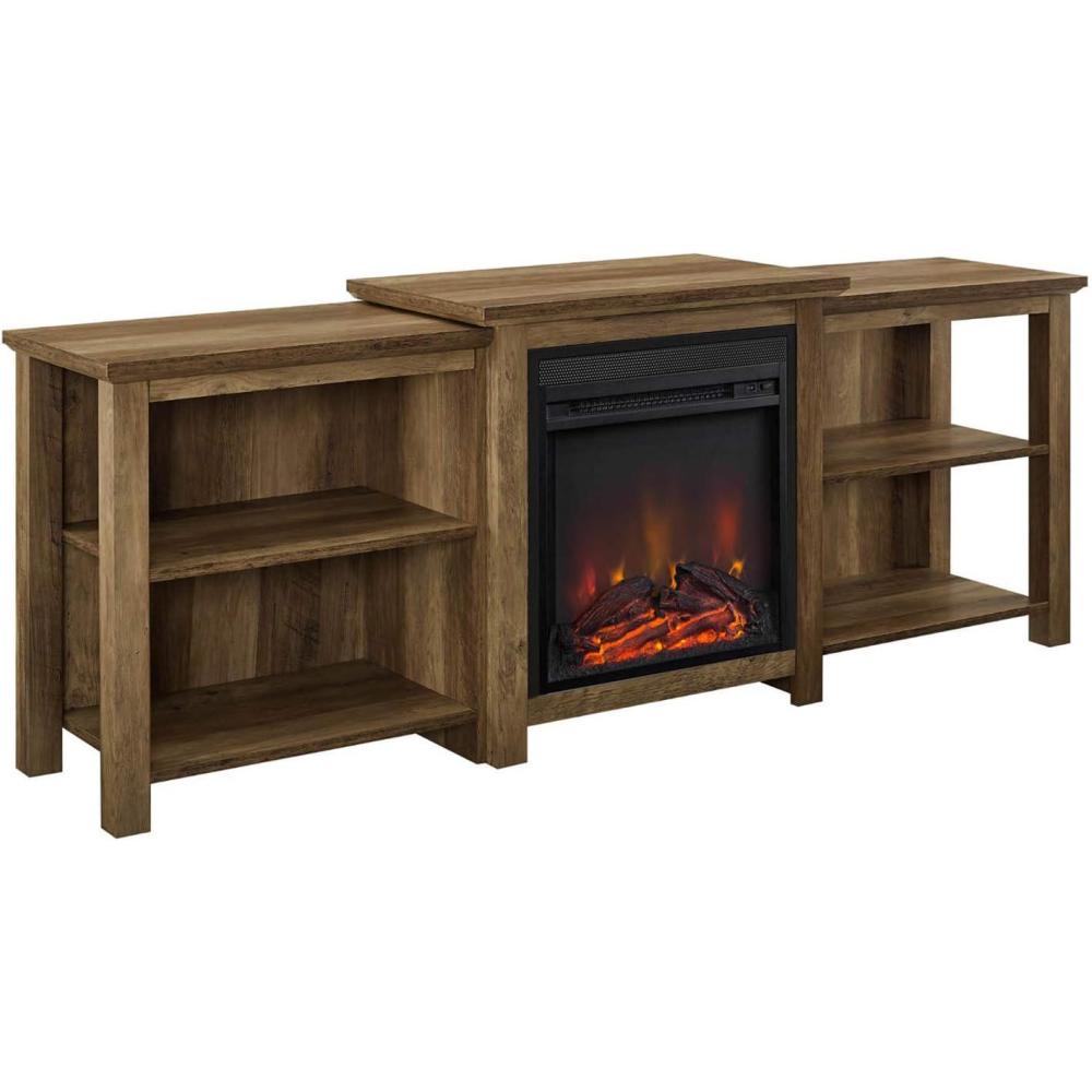 imageWalker Edison Wren Classic 4 Cubby Fireplace TV Stand for TVs up to 80 Inches 70 Inch EspressoRustic Oak