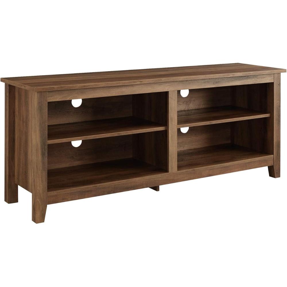 imageWalker Edison Wren Classic 4 Cubby TV Stand for TVs up to 65 Inches 58 Inch BlackRustic Oak