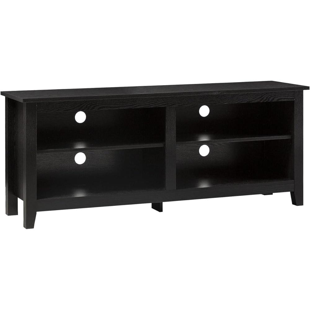 imageWalker Edison Wren Classic 4 Cubby TV Stand for TVs up to 65 Inches 58 Inch Charcoal GreyBlack