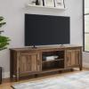 Walker Edison 70″ Rustic Oak TV Stand and 40″ Rustic Oak Metal X Coffee Table(Rustic Oak)