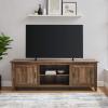 Walker Edison 70″ Rustic Oak TV Stand and 40″ Rustic Oak Metal X Coffee Table(Rustic Oak)