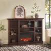 Walker Edison 70” Traditional Mantel Fireplace, Freestanding Electric Fireplace with Shelves to Display Decor or Books, Heats Rooms up to 1,000 Square Feet, 12.5″ D x 45″ H, Brown